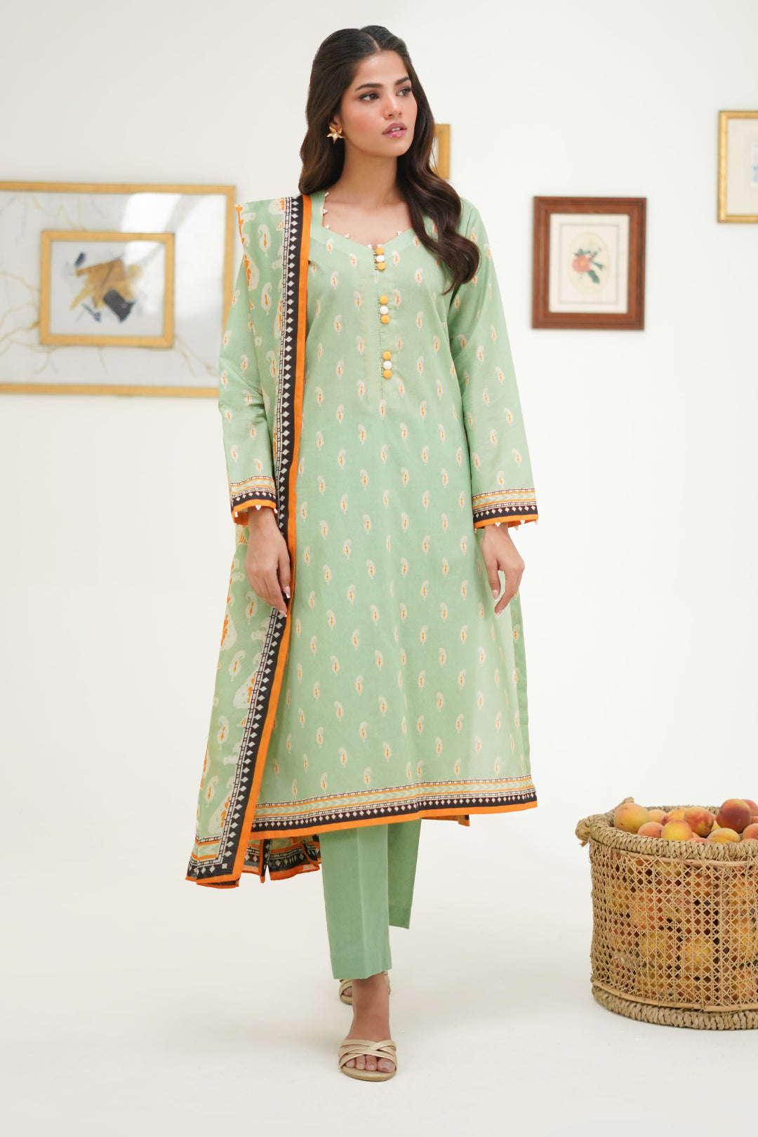 Zellbury | Unstitched 3 Piece Lawn | Shirt Shalwar Dupatta - 1572 - House Of Zarish