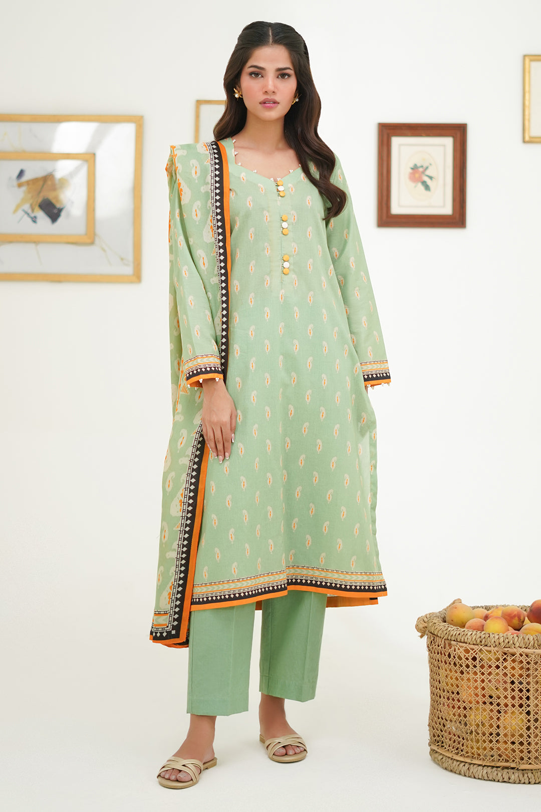Zellbury | Unstitched 3 Piece Lawn | Shirt Shalwar Dupatta - 1572 - House Of Zarish