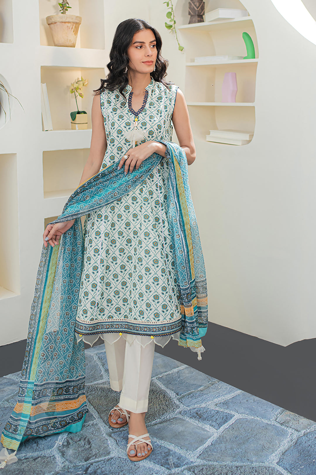 Zellbury | Unstitched 3 Piece Lawn | Shirt Shalwar Dupatta - 1663 - House Of Zarish