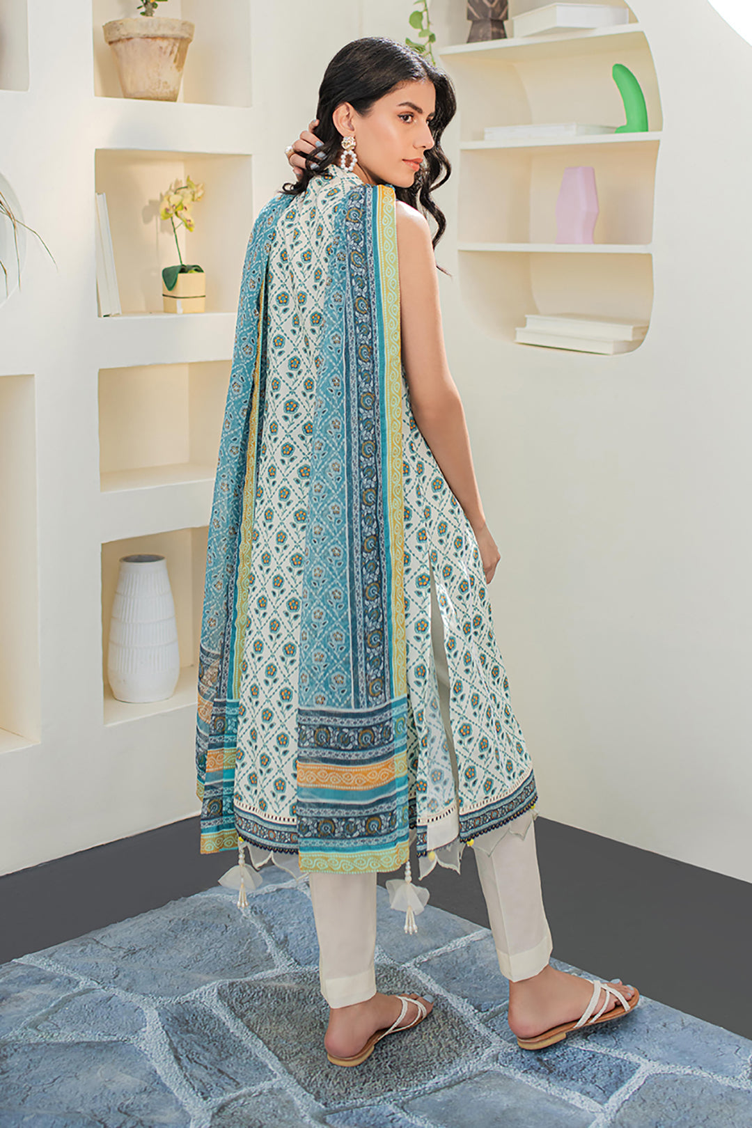 Zellbury | Unstitched 3 Piece Lawn | Shirt Shalwar Dupatta - 1663 - House Of Zarish