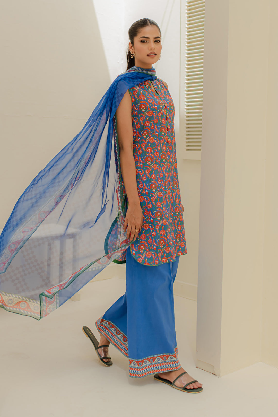 Zellbury | Unstitched 3 Piece Lawn | Shirt Shalwar Dupatta - 1665 - House Of Zarish