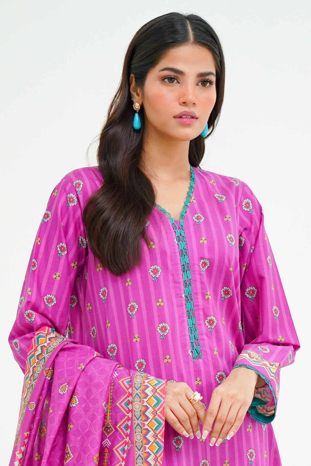 Zellbury | Unstitched 3 Piece Lawn | Shirt Shalwar Dupatta - 1671 - House Of Zarish