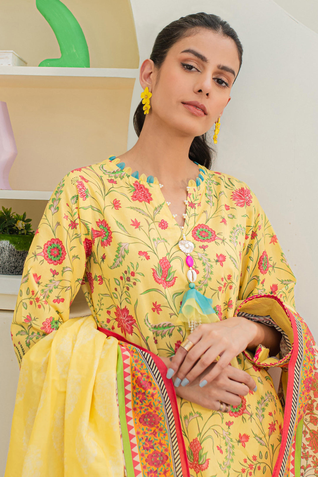 Zellbury | Unstitched 3 Piece Lawn | Shirt Shalwar Dupatta - 1675 - House Of Zarish