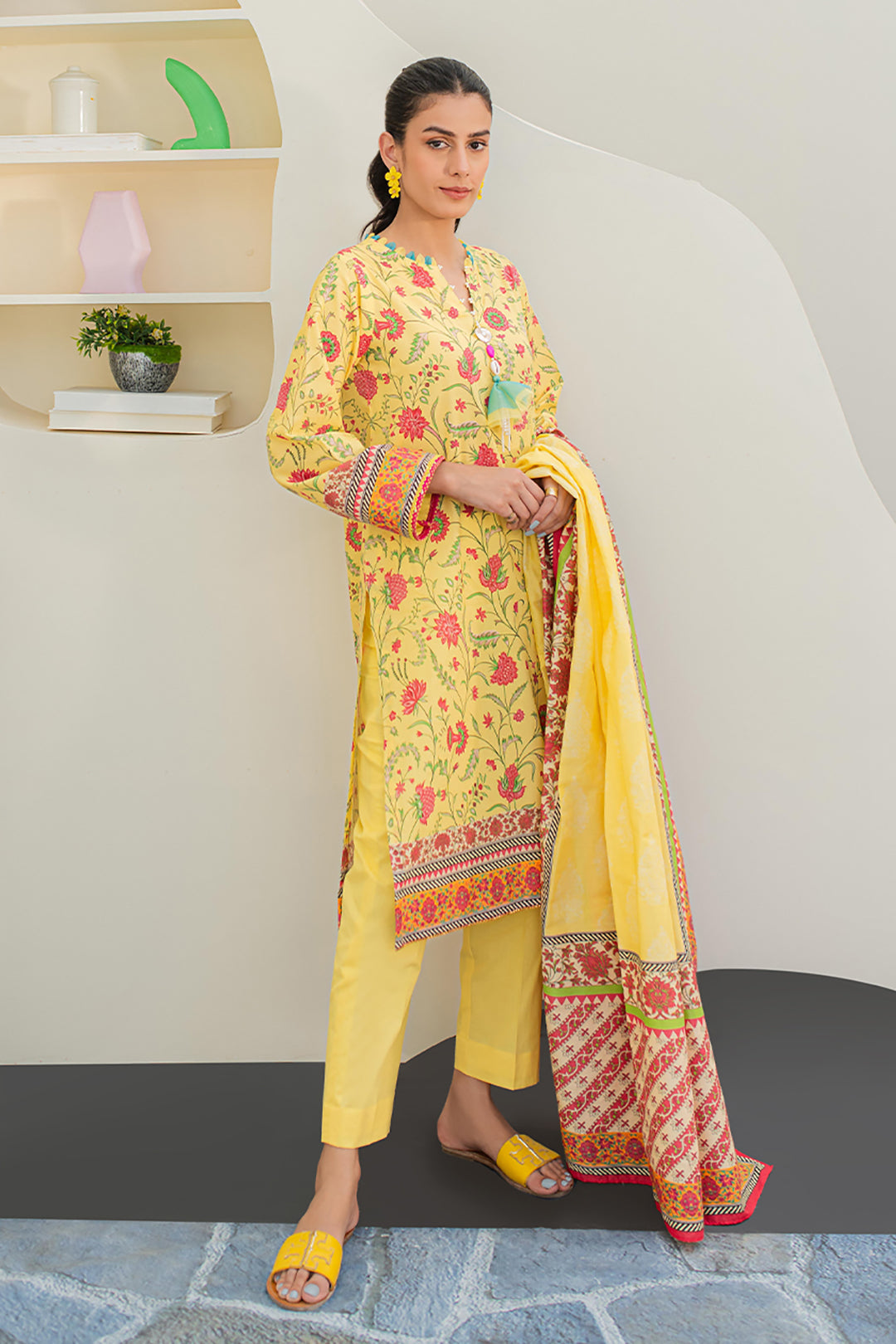Zellbury | Unstitched 3 Piece Lawn | Shirt Shalwar Dupatta - 1675 - Libasekhas