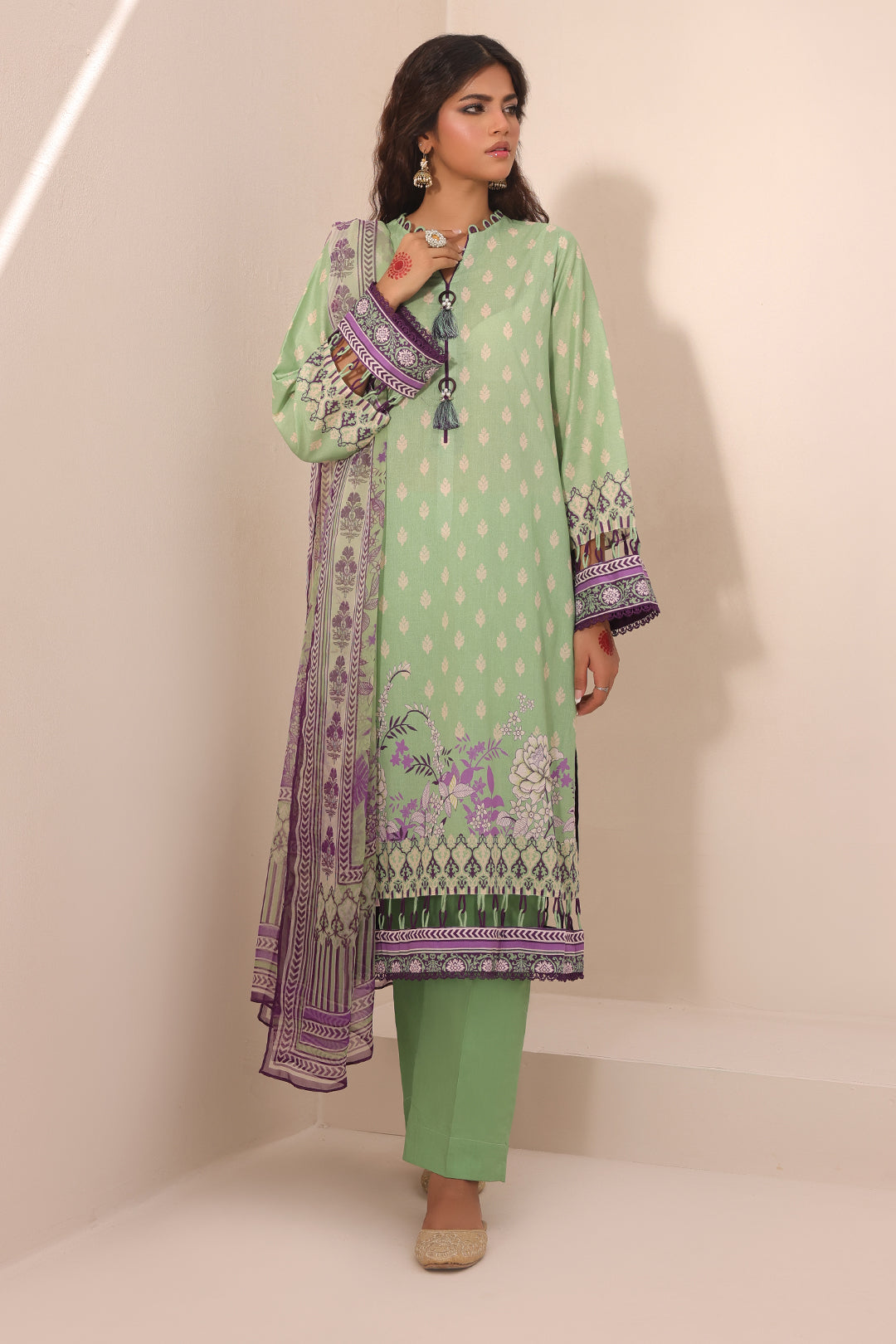 Zellbury | Unstitched 3 Piece Lawn | Shirt Shalwar Dupatta - 1696 - House Of Zarish