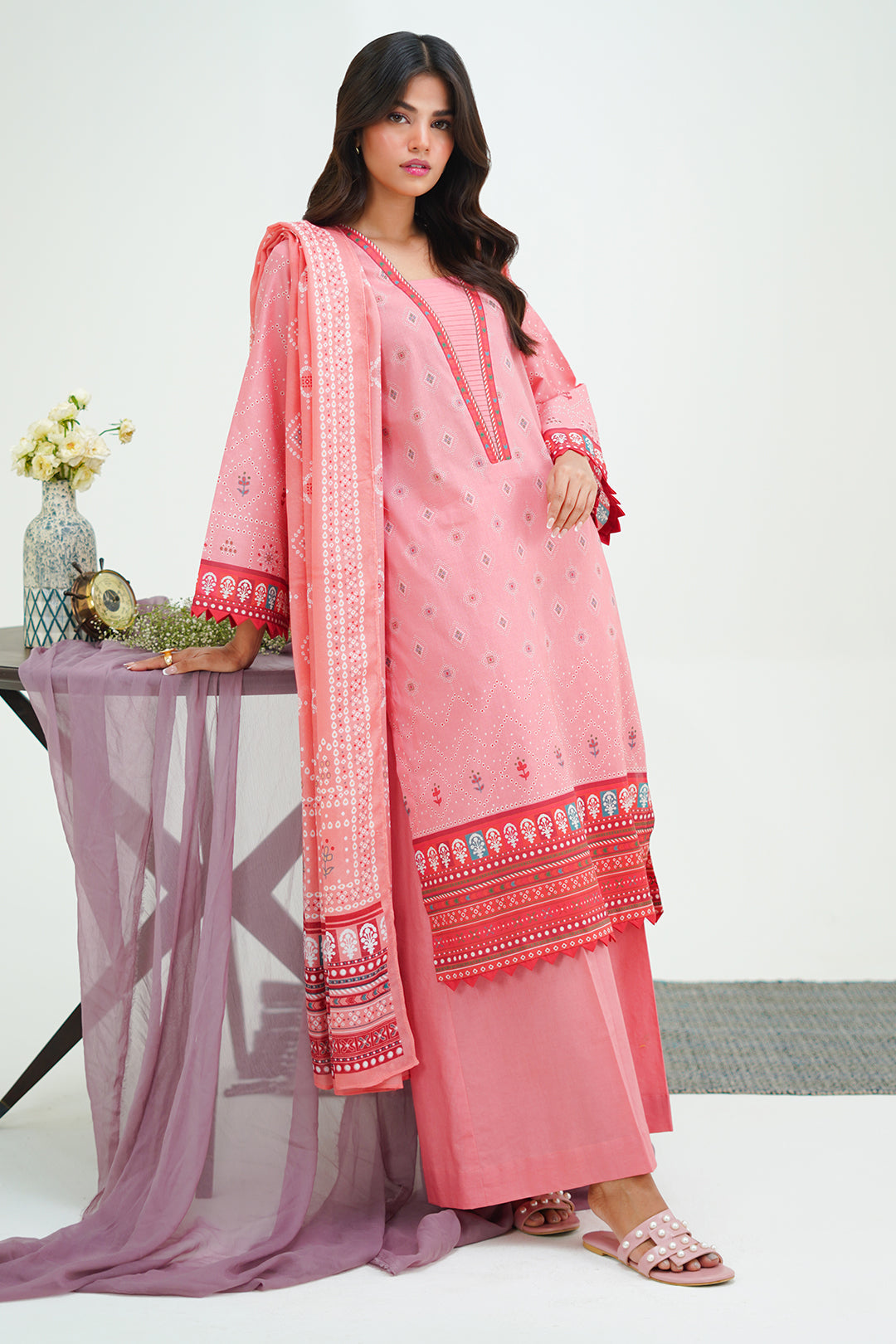 Zellbury | Unstitched 3 Piece Lawn | Shirt Shalwar Dupatta - 1719 - House Of Zarish