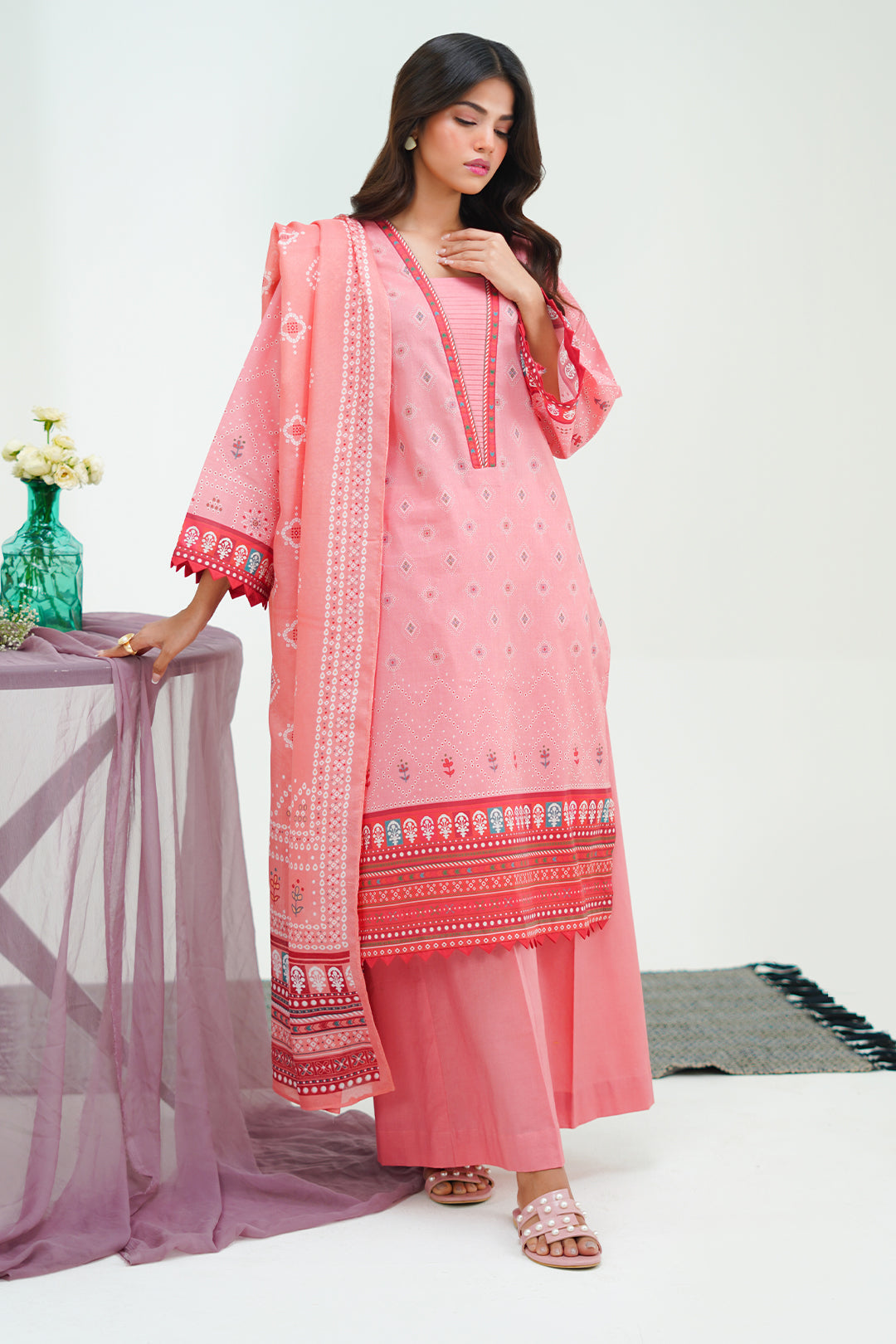 Zellbury | Unstitched 3 Piece Lawn | Shirt Shalwar Dupatta - 1719 - House Of Zarish