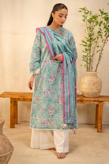 Zellbury | Unstitched 2 Piece Lawn | Embroidered Shirt Dupatta - 0021 - House Of Zarish