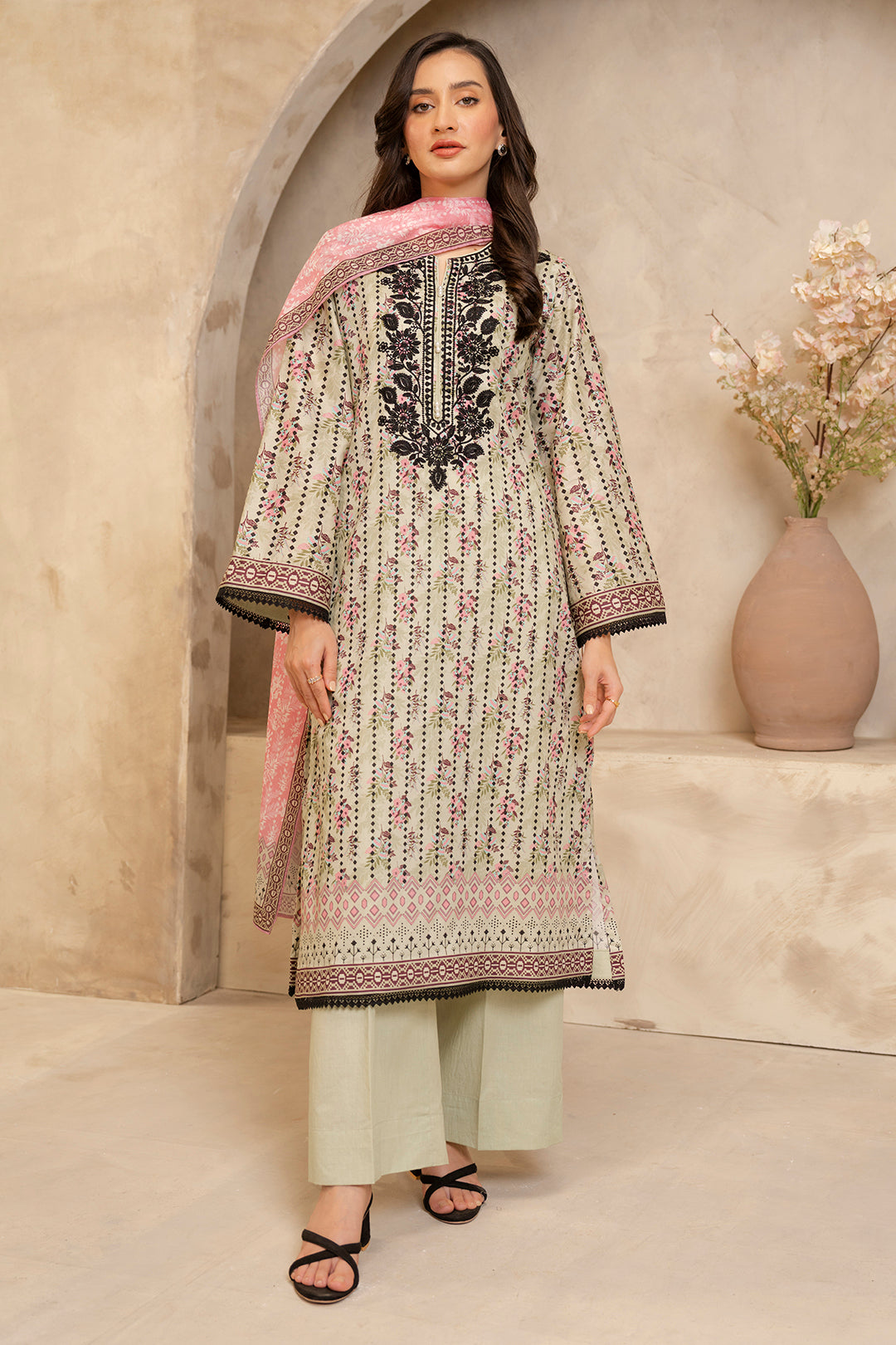 Zellbury | Unstitched 2 Piece Lawn | Embroidered Shirt Dupatta - 0103 - House Of Zarish