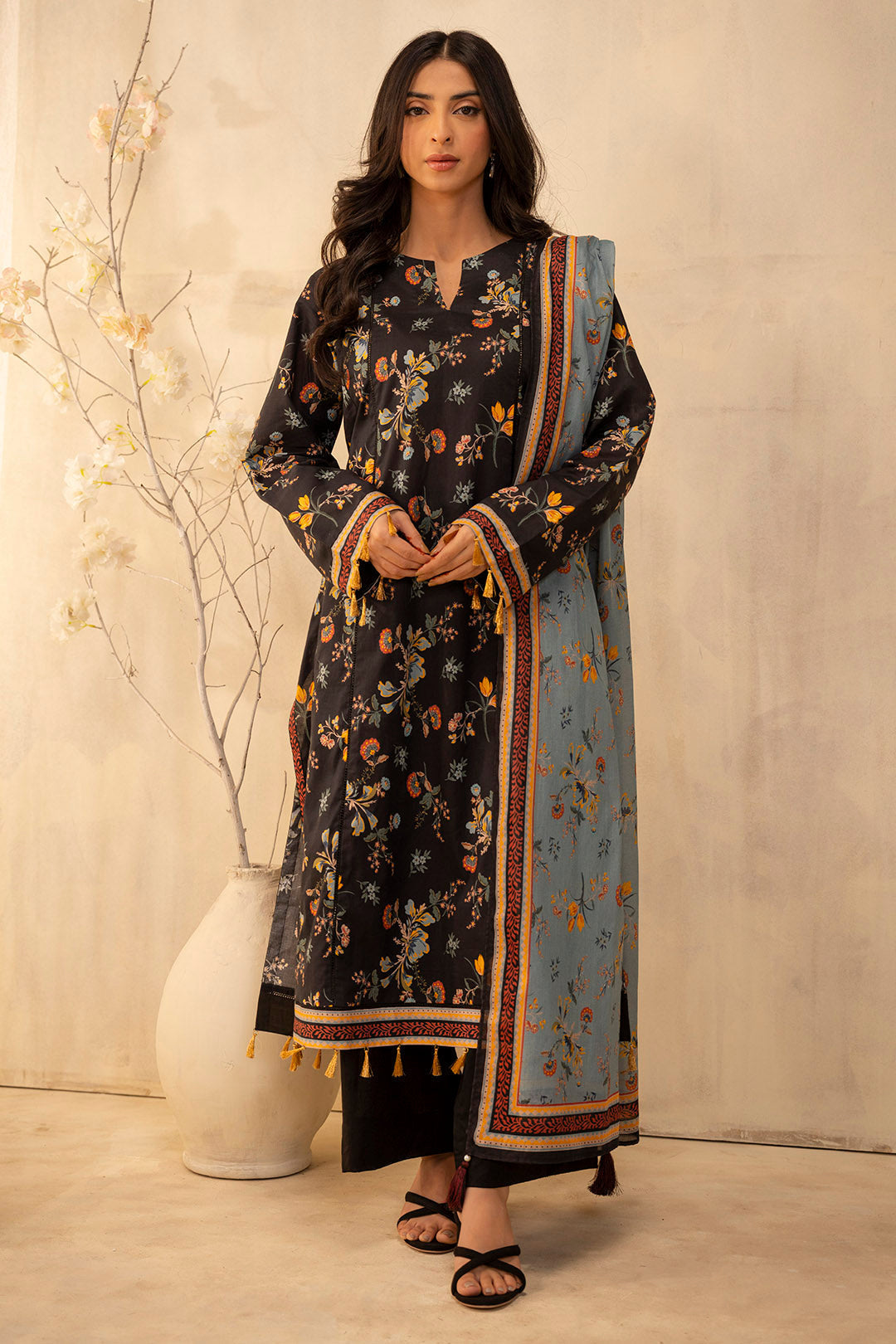 Zellbury | Unstitched 2 Piece Lawn | Shirt Dupatta - 0007 - House Of Zarish