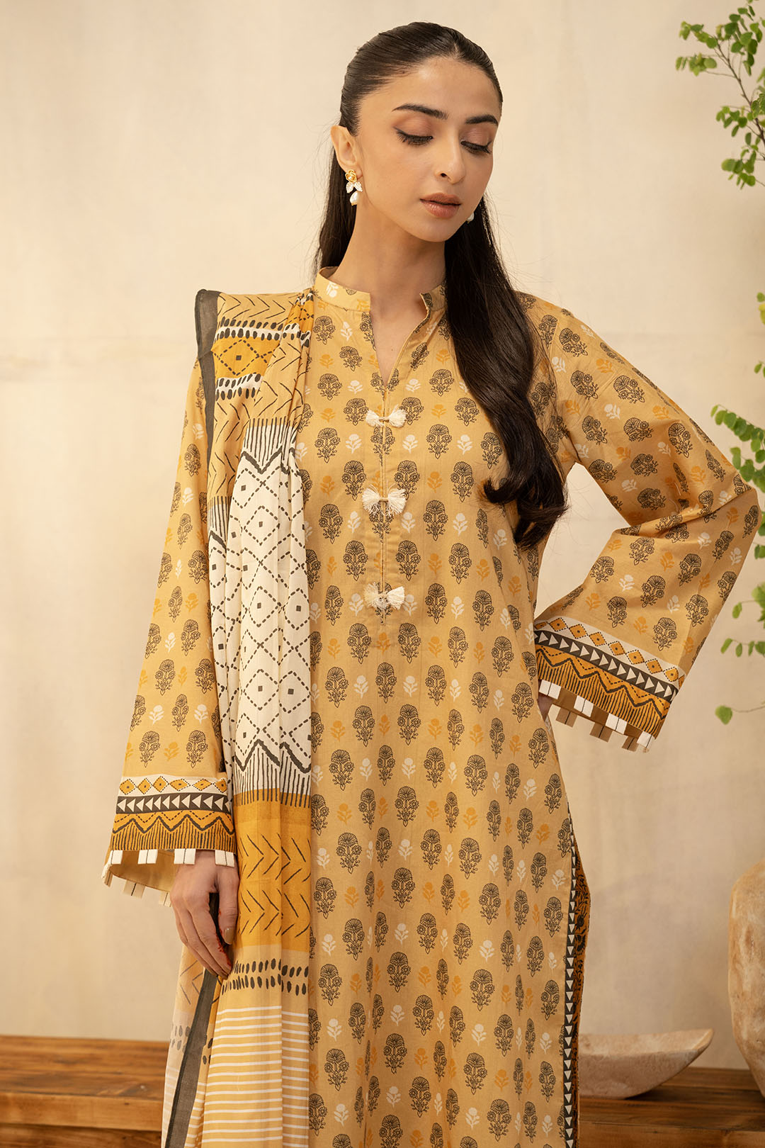 Zellbury | Unstitched 2 Piece Lawn | Shirt Dupatta - 0010 - House Of Zarish