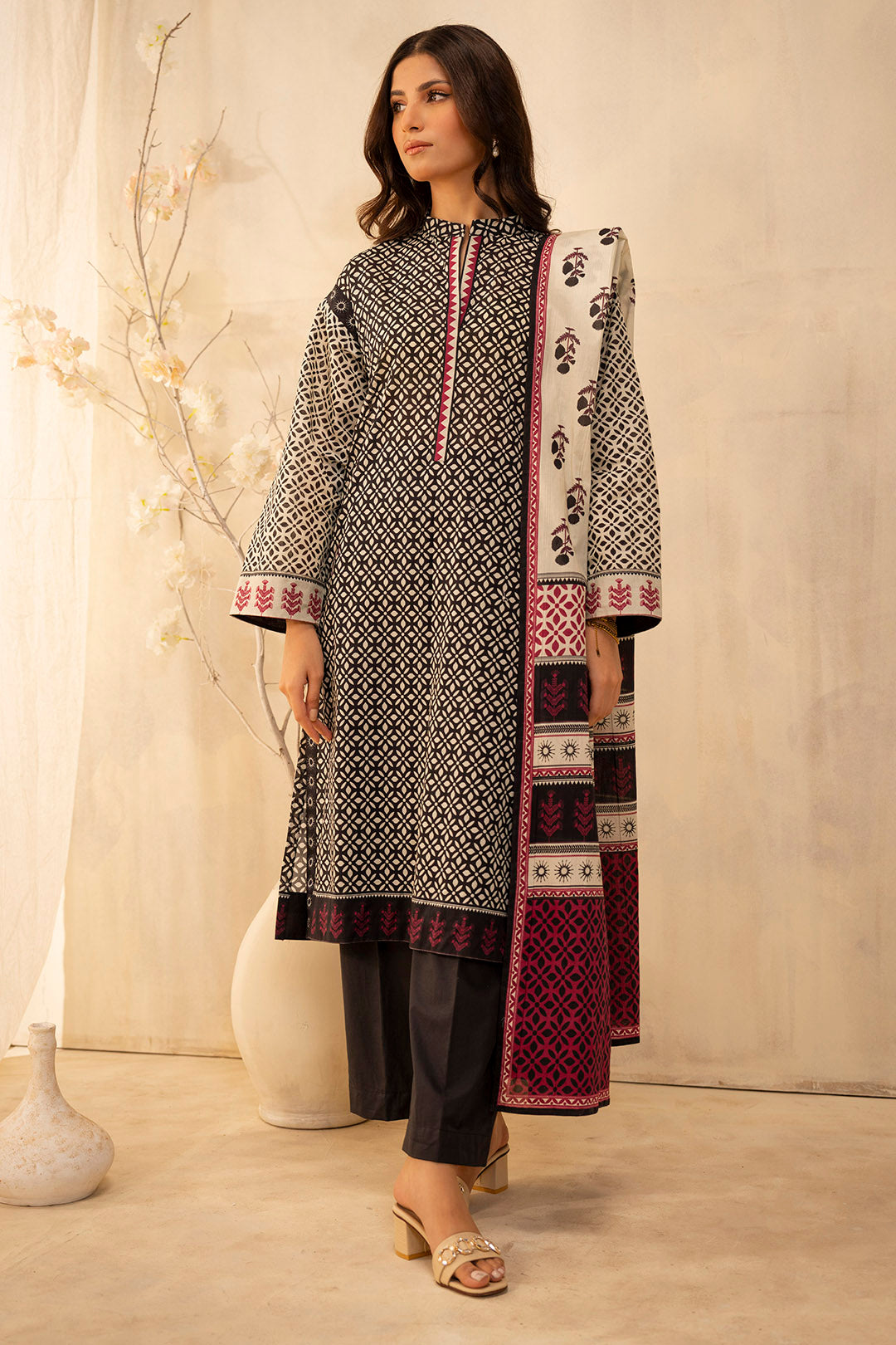 Zellbury | Unstitched 2 Piece Lawn | Shirt Dupatta - 0090 - House Of Zarish