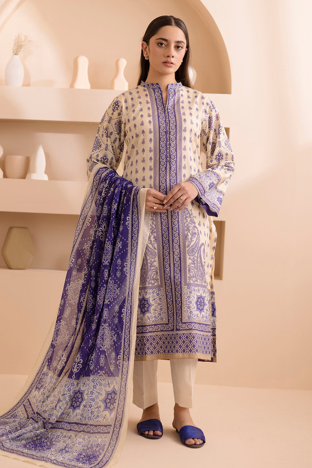 Zellbury | Unstitched 2 Piece Lawn | Shirt Dupatta - 0158 - House Of Zarish