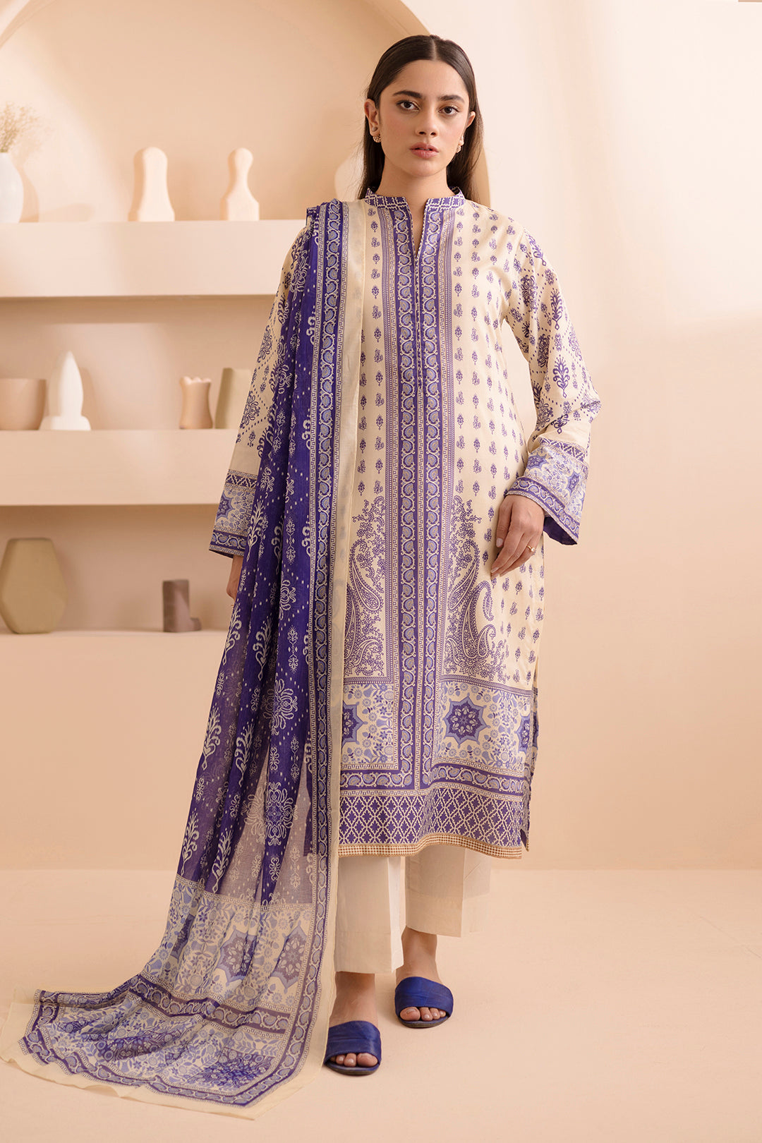 Zellbury | Unstitched 2 Piece Lawn | Shirt Dupatta - 0158 - House Of Zarish