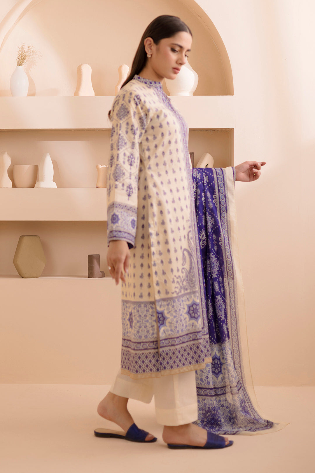 Zellbury | Unstitched 2 Piece Lawn | Shirt Dupatta - 0158 - House Of Zarish