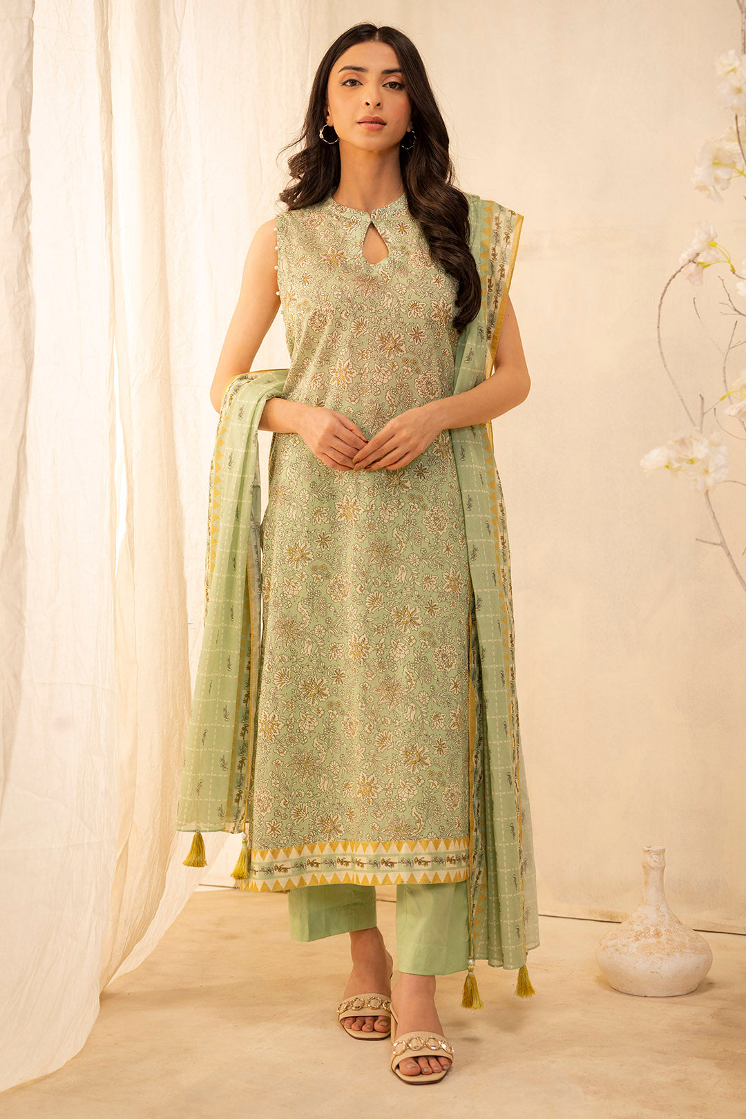 Zellbury | Unstitched 3 Piece Lawn | Shirt Shalwar Dupatta - 0027 - House Of Zarish