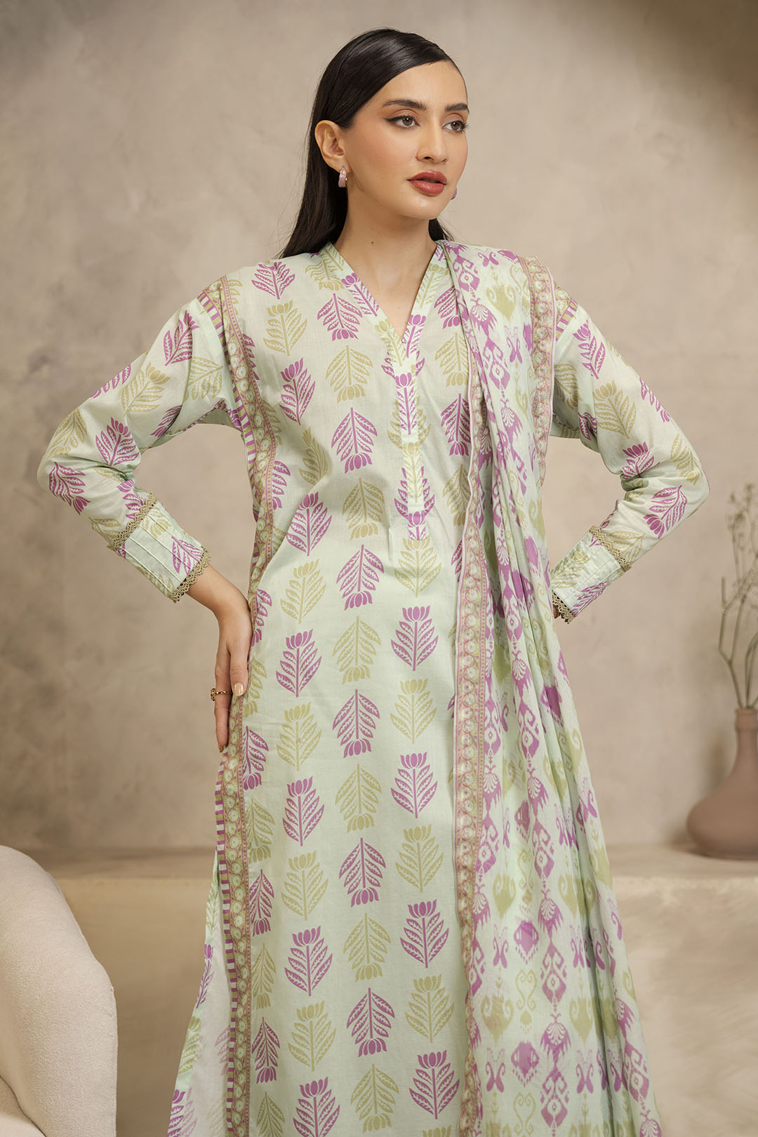 Zellbury | Unstitched 3 Piece Lawn | Shirt Shalwar Dupatta - 0028 - House Of Zarish