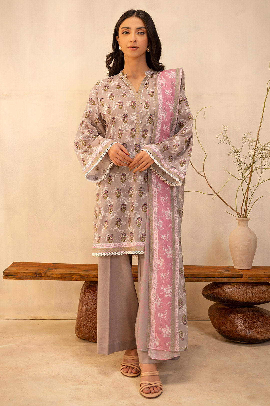Zellbury | Unstitched 3 Piece Lawn | Shirt Shalwar Dupatta - 0029 - House Of Zarish