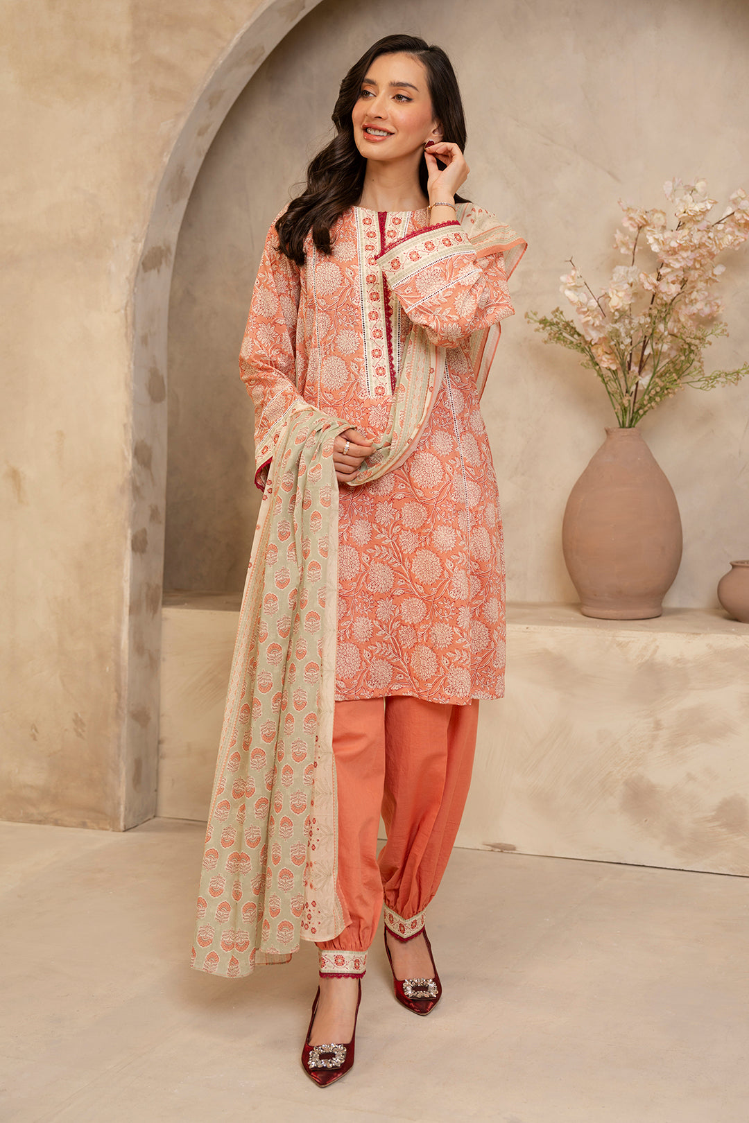 Zellbury | Unstitched 3 Piece Lawn | Shirt Shalwar Dupatta - 0032 - House Of Zarish