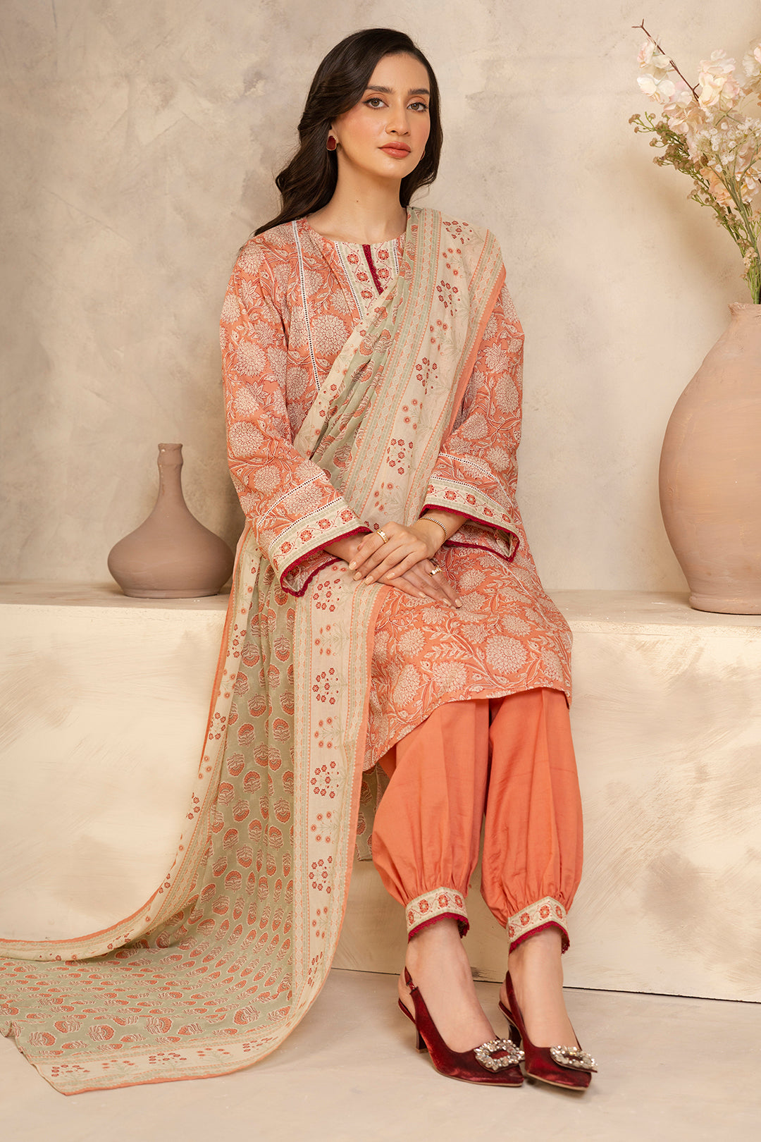 Zellbury | Unstitched 3 Piece Lawn | Shirt Shalwar Dupatta - 0032 - Libasekhas