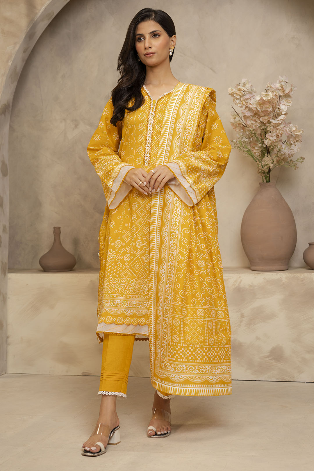 Zellbury | Unstitched 3 Piece Lawn | Shirt Shalwar Dupatta - 0056 - House Of Zarish