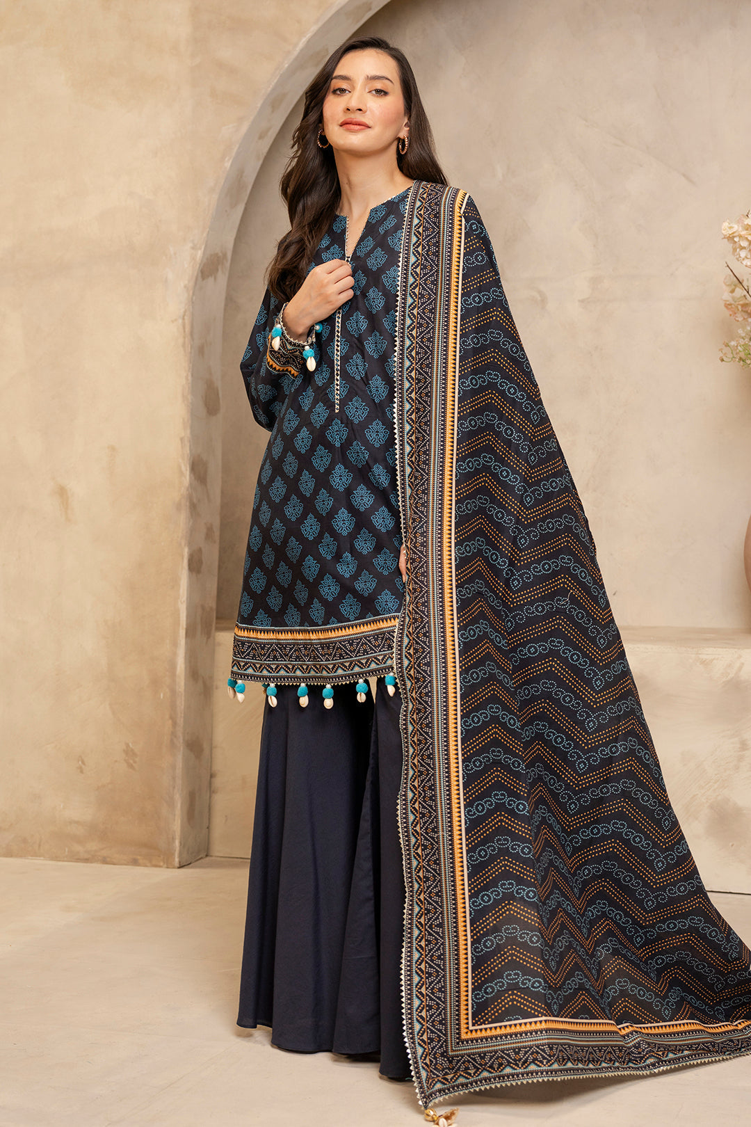 Zellbury | Unstitched 3 Piece Lawn | Shirt Shalwar Dupatta - 0125 - House Of Zarish