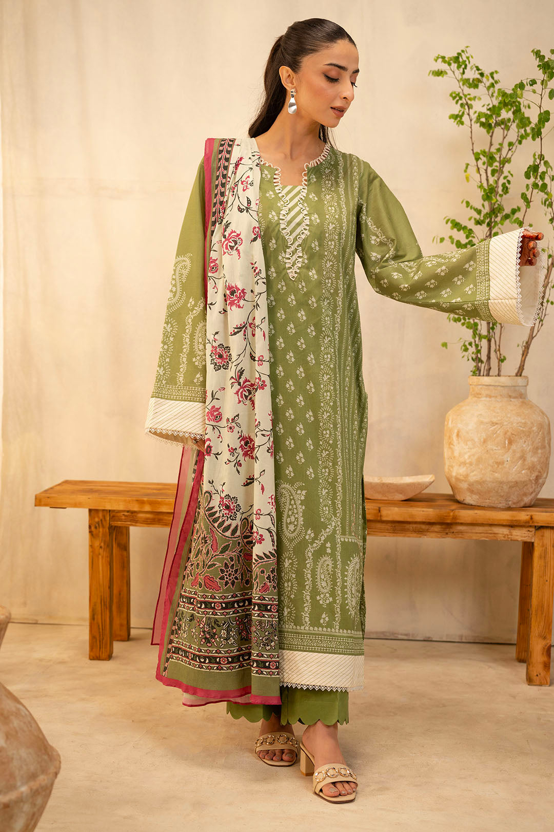 Zellbury | Unstitched 3 Piece Lawn | Shirt Shalwar Dupatta - 0134 - House Of Zarish