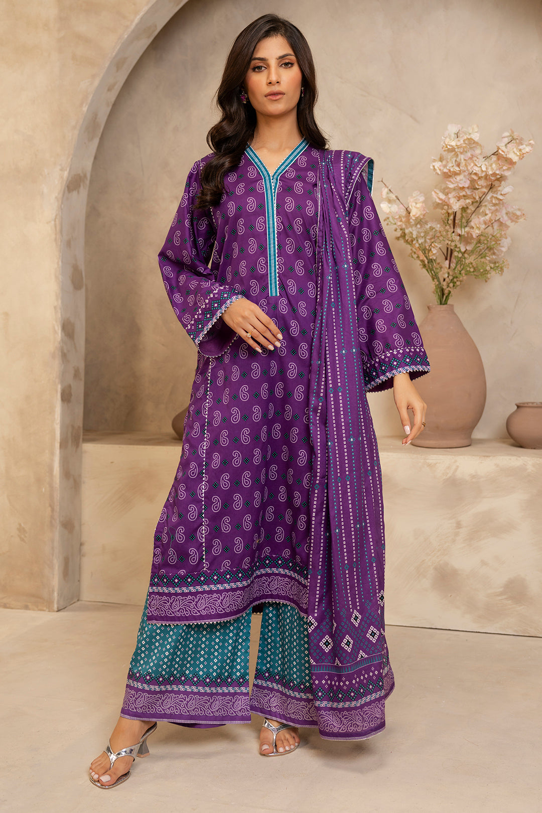 Zellbury | Unstitched 3 Piece Lawn | Shirt Shalwar Dupatta - 0265 - House Of Zarish