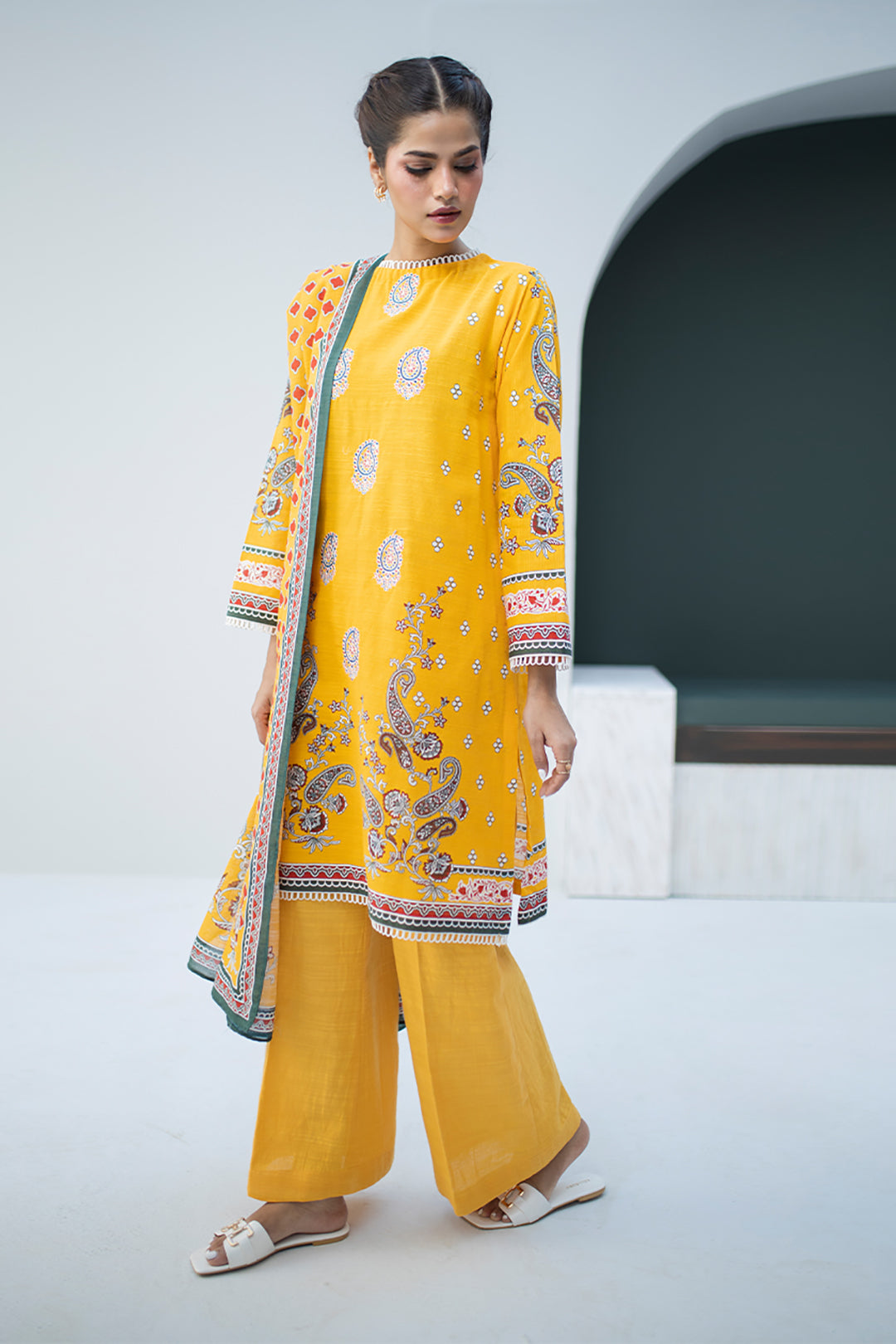 Zellbury | Unstitched 3 Piece Khaddar | Embroidered Shirt Dupatta - 0799 - House Of Zarish