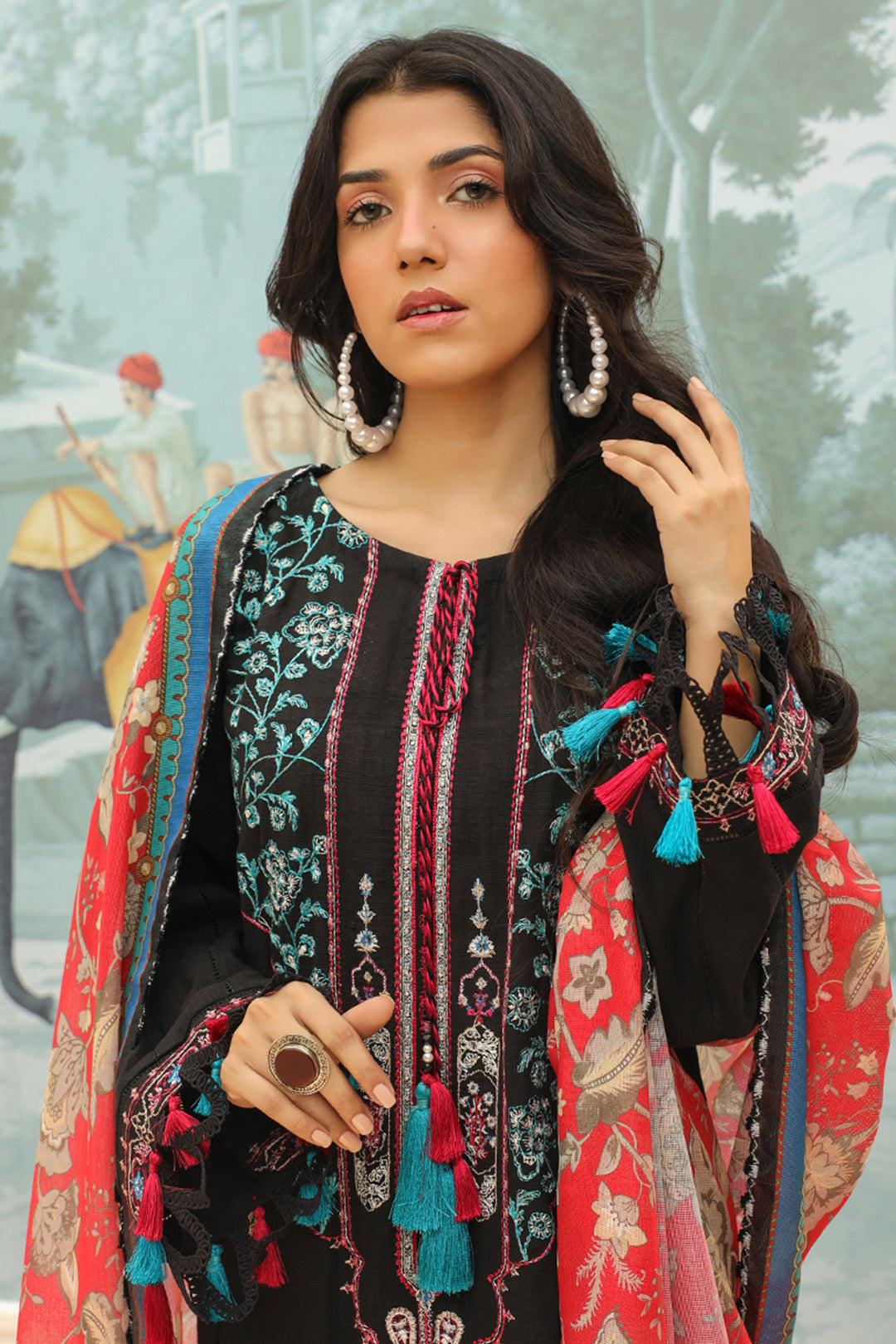 Zellbury | Unstitched 3 Piece Khaddar | Embroidered Shirt Shalwar Dupatta - 0776 - House Of Zarish