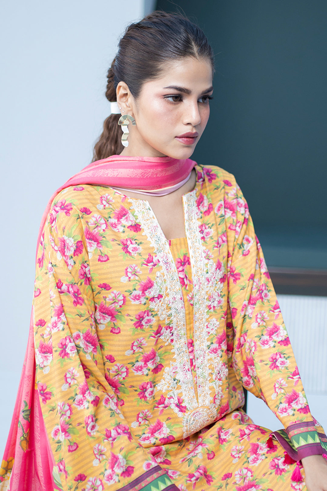 Zellbury | Unstitched 3 Piece Viscose | Embroidered Shirt Shalwar Dupatta - 0837 - House Of Zarish