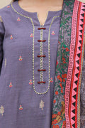 Zellbury | Unstitched 3 Piece Khaddar | Embroidered Shirt Shalwar Dupatta - 0846 - House Of Zarish