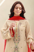 Zellbury | Unstitched 3 Piece Khaddar | Embroidered Shirt Shalwar Dupatta - 0847 - House Of Zarish