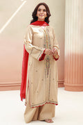 Zellbury | Unstitched 3 Piece Khaddar | Embroidered Shirt Shalwar Dupatta - 0847 - House Of Zarish