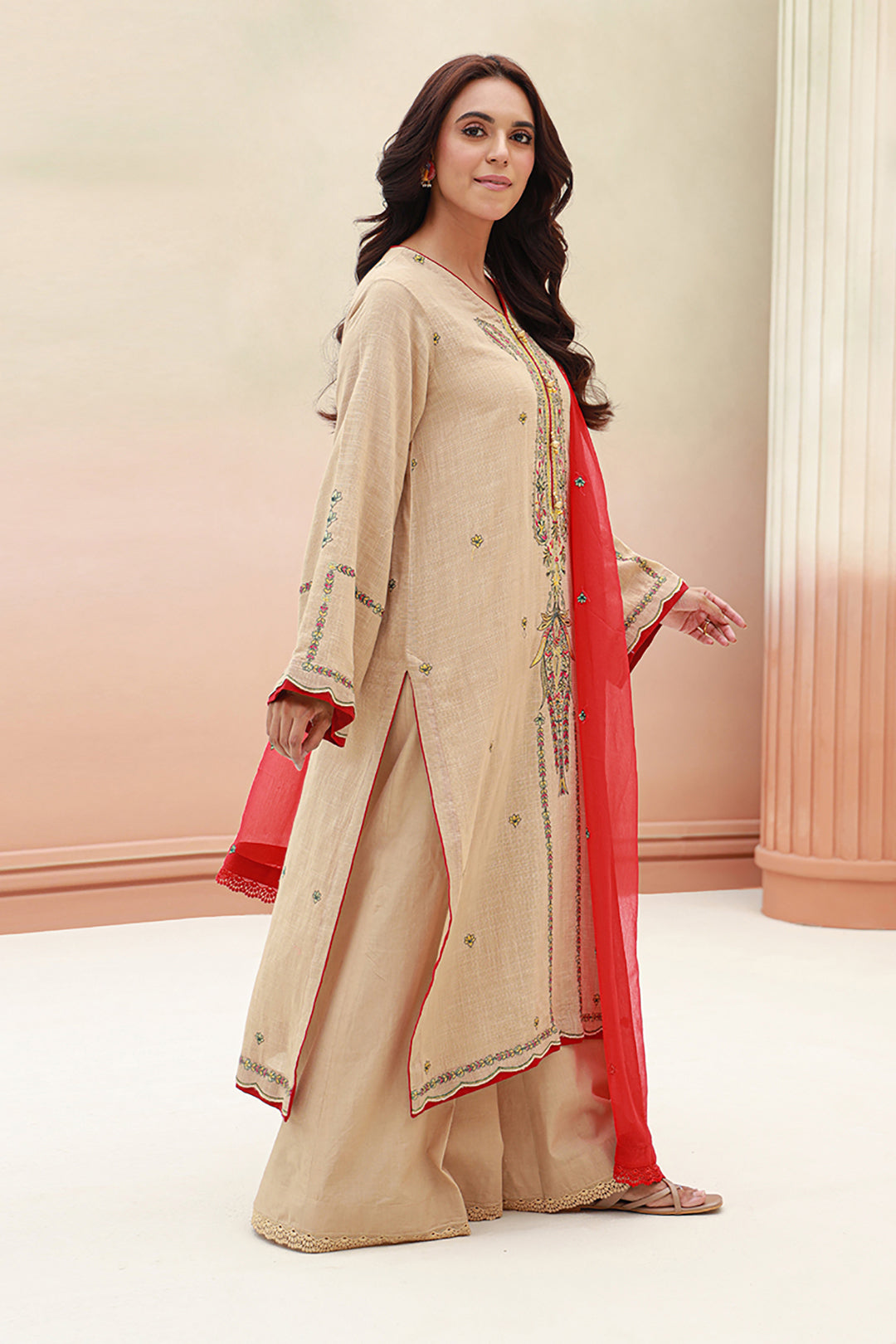 Zellbury | Unstitched 3 Piece Khaddar | Embroidered Shirt Shalwar Dupatta - 0847 - House Of Zarish