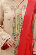 Zellbury | Unstitched 3 Piece Khaddar | Embroidered Shirt Shalwar Dupatta - 0847 - House Of Zarish