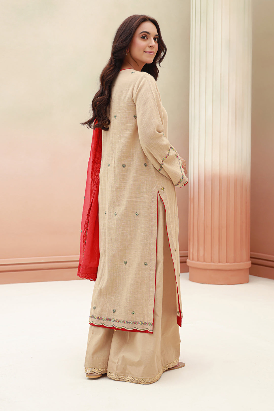 Zellbury | Unstitched 3 Piece Khaddar | Embroidered Shirt Shalwar Dupatta - 0847 - House Of Zarish