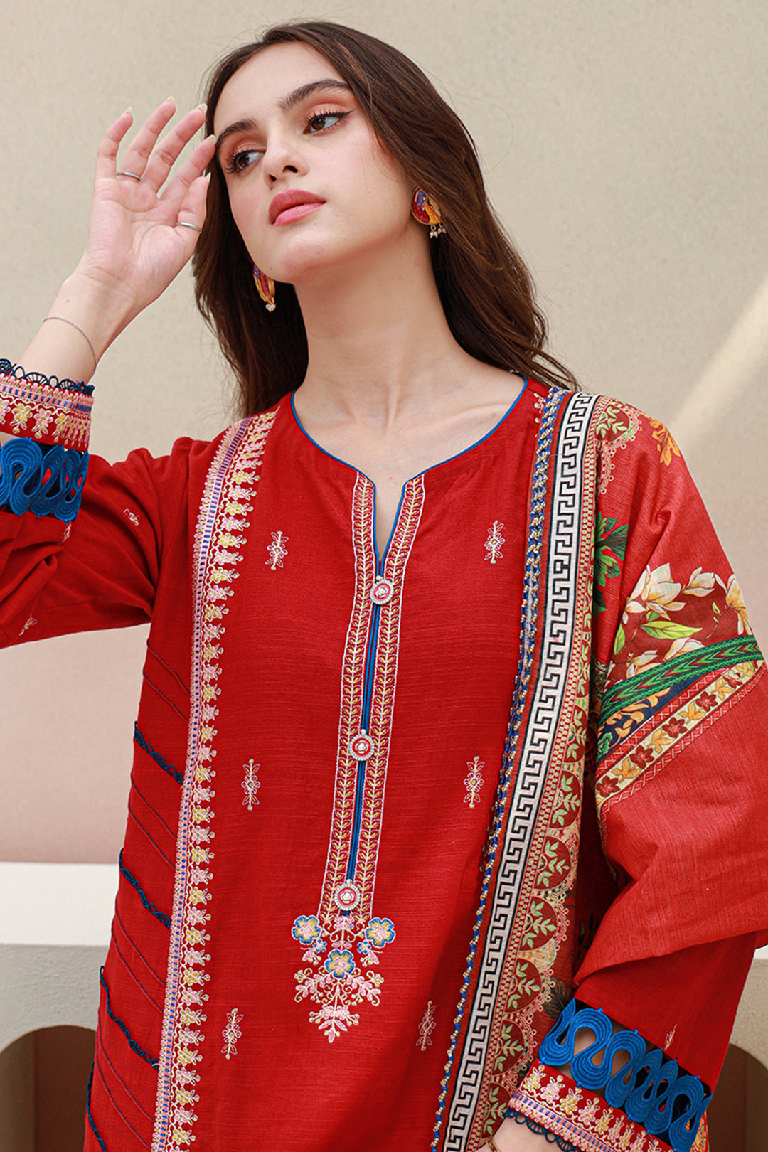 Zellbury | Unstitched 3 Piece Khaddar | Embroidered Shirt Shalwar Dupatta - 0848 - House Of Zarish
