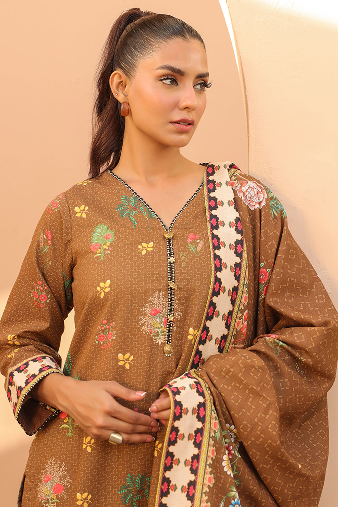 Zellbury | Unstitched 3 Piece Khaddar | Shirt Shalwar Dupatta - 0829 - House Of Zarish