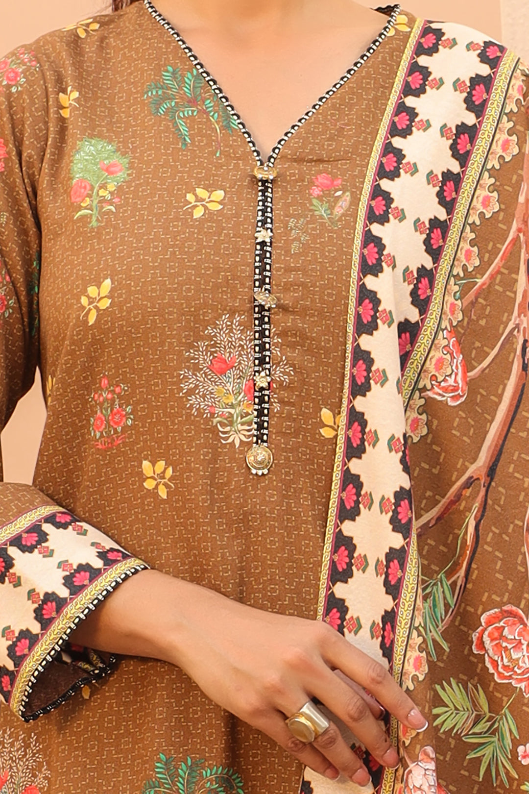 Zellbury | Unstitched 3 Piece Khaddar | Shirt Shalwar Dupatta - 0829 - House Of Zarish