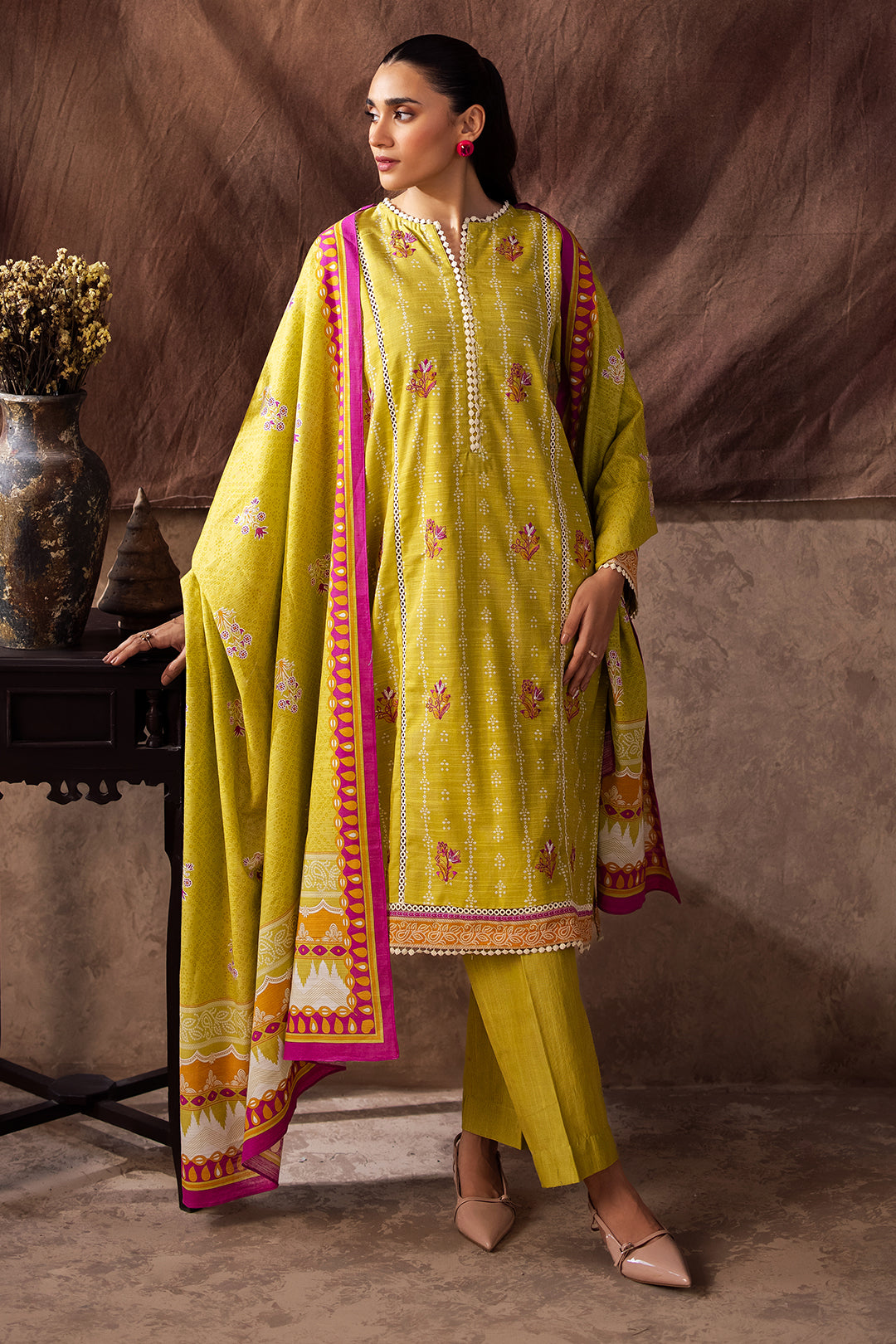 Zellbury | Unstitched 2 Piece Khaddar | Embroidered Shirt Dupatta - 0174 - House Of Zarish