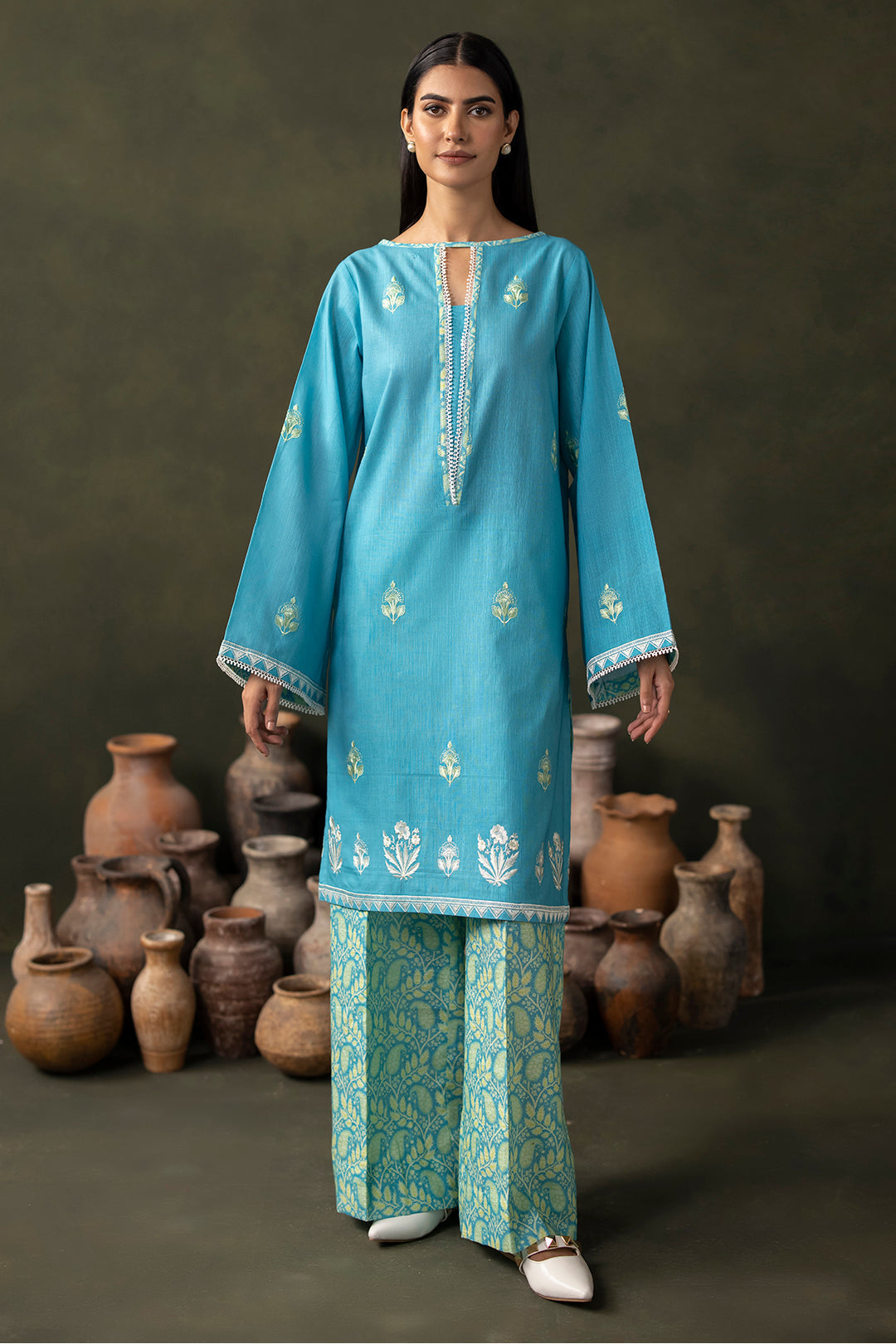 Zellbury | Unstitched 2 Piece Khaddar | Embroidered Shirt Shalwar - 0177 - House Of Zarish