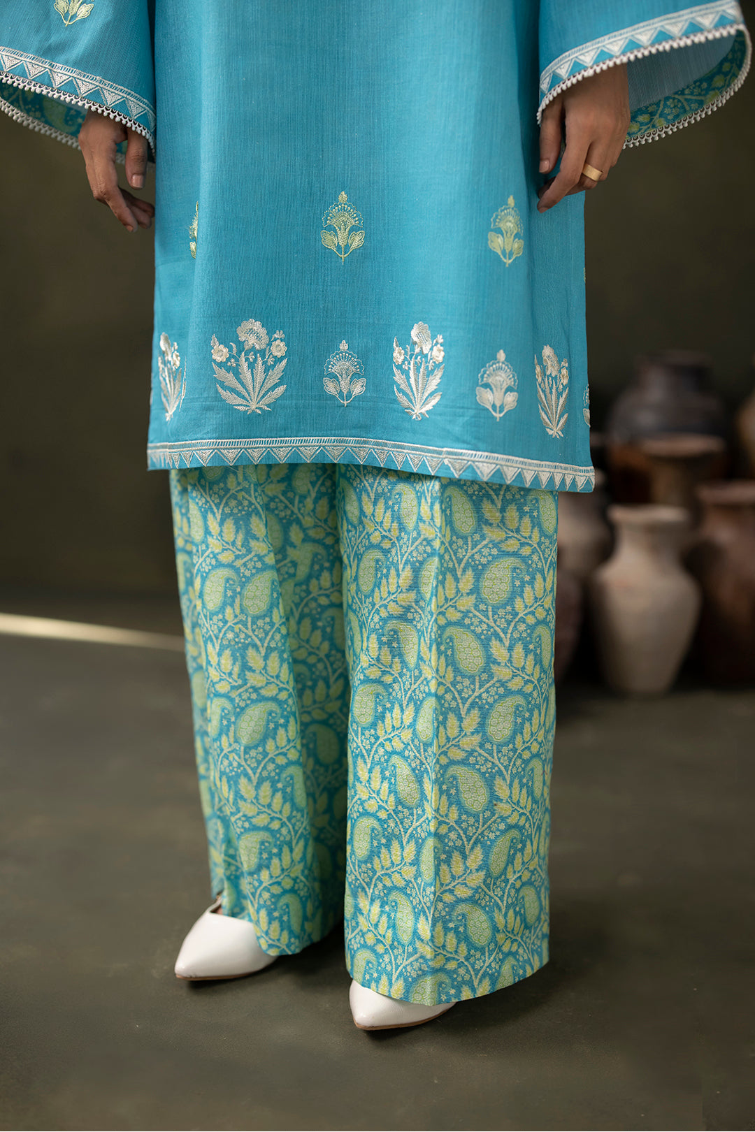 Zellbury | Unstitched 2 Piece Khaddar | Embroidered Shirt Shalwar - 0177 - House Of Zarish