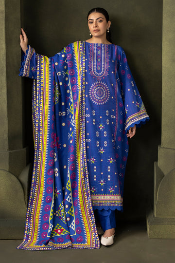 Zellbury | Unstitched 2 Piece Khaddar | Embroidered Shirt Dupatta - 0180 - House Of Zarish