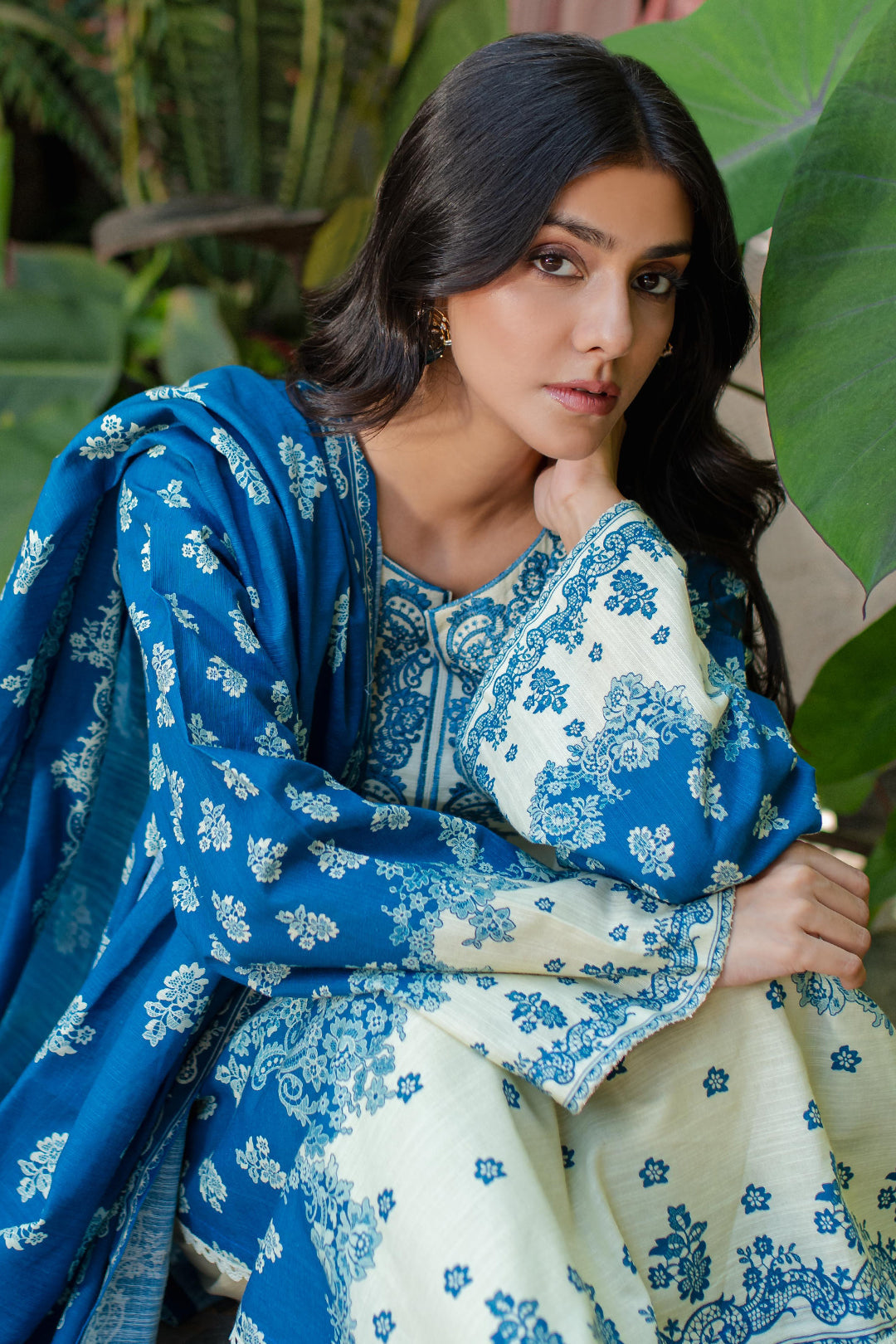 Zellbury | Unstitched 2 Piece Khaddar | Embroidered Shirt Dupatta - 0264 - House Of Zarish