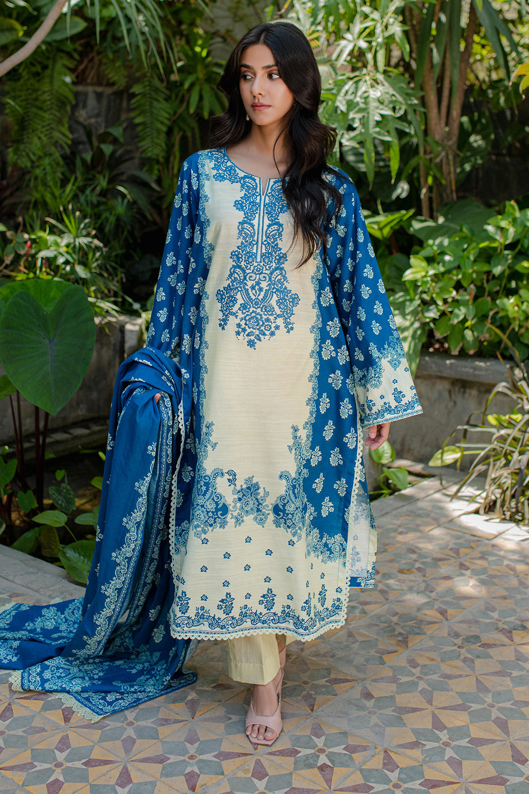 Zellbury | Unstitched 2 Piece Khaddar | Embroidered Shirt Dupatta - 0264 - House Of Zarish
