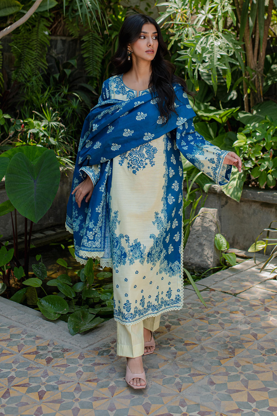 Zellbury | Unstitched 2 Piece Khaddar | Embroidered Shirt Dupatta - 0264 - House Of Zarish