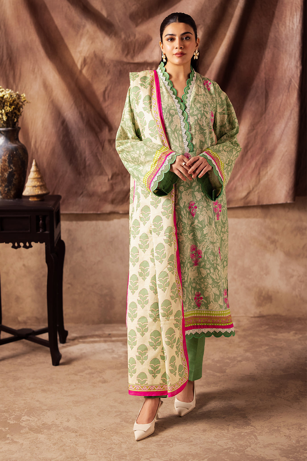 Zellbury | Unstitched 2 Piece Khaddar | Embroidered Shirt Dupatta - 0266 - House Of Zarish