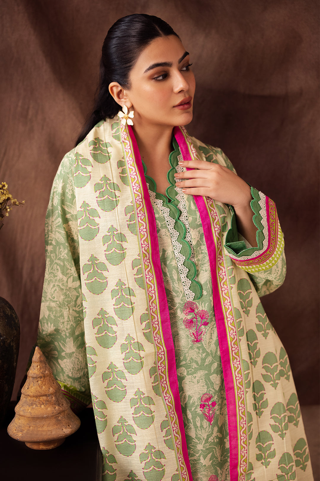 Zellbury | Unstitched 2 Piece Khaddar | Embroidered Shirt Dupatta - 0266 - House Of Zarish