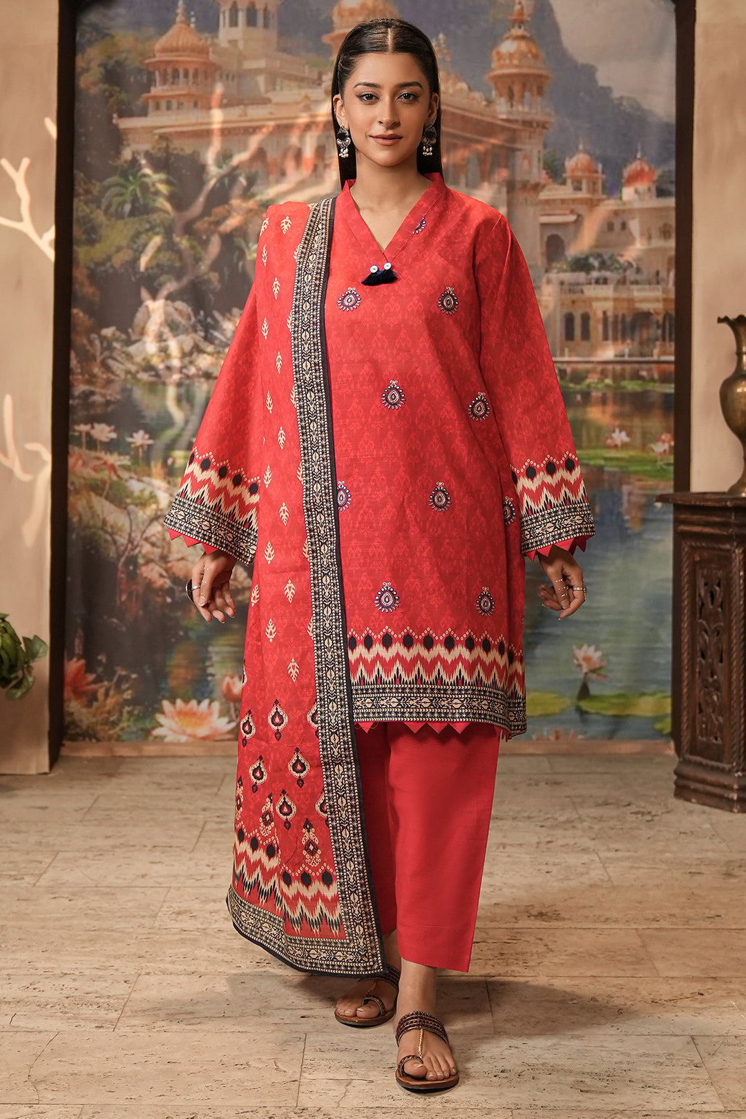 Zellbury | Unstitched 2 Piece Khaddar | Embroidered Shirt Dupatta - 0436 - House Of Zarish